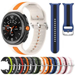 Dây Đồng Hồ Silicone Hai Màu Sọc Dọc Khóa Bạc, Dành Cho Samsung Galaxy Watch8 / Watch8 Classic