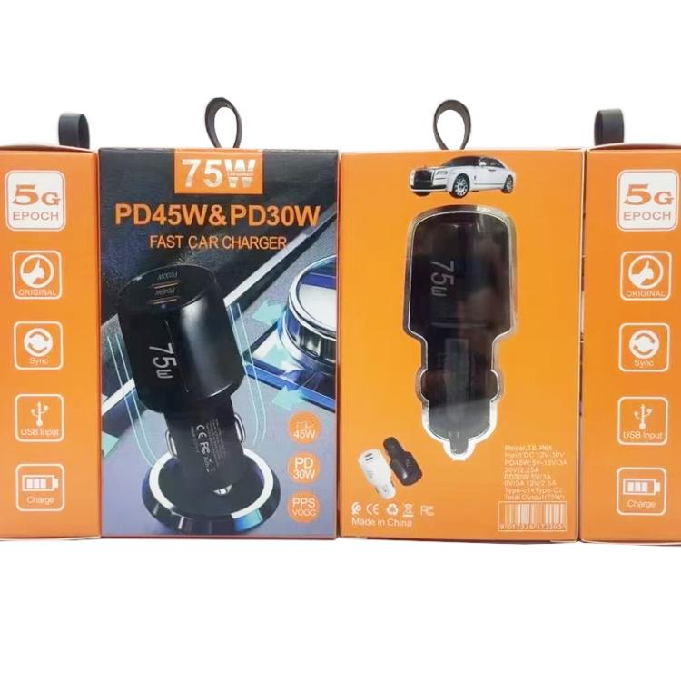 Sạc xe hơi sạc nhanh cổng đôi TE-P66 75W Type-C x 2 PD45W, TE-P66