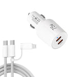 Sạc xe hơi sạc nhanh cổng đôi TE-P66 75W Type-C x 2 kèm cáp dữ liệu Type-C sang Type-C / 8 chân, TE-P66 có cáp