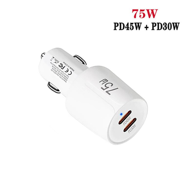 Sạc xe hơi sạc nhanh cổng đôi TE-P66 75W Type-C x 2 kèm cáp dữ liệu Type-C sang Type-C / 8 chân, TE-P66 có cáp