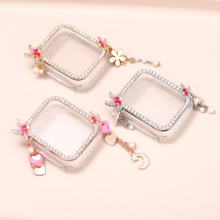 Vỏ đồng hồ PC rỗng hình bướm tua rua đính kim cương đơn, Dành cho Apple Watch Series 6 / 5 / 4 & SE 44mm, Dành cho Apple Watch Series 6 / 5 / 4 & SE 40mm, Dành cho Apple Watch Series 9 / 8 / 7 45mm, Dành cho Apple Watch Series 9 / 8 / 7 41mm