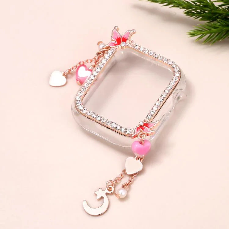 Vỏ đồng hồ PC rỗng hình bướm tua rua đính kim cương đơn, Dành cho Apple Watch Series 6 / 5 / 4 & SE 44mm, Dành cho Apple Watch Series 6 / 5 / 4 & SE 40mm, Dành cho Apple Watch Series 9 / 8 / 7 45mm, Dành cho Apple Watch Series 9 / 8 / 7 41mm