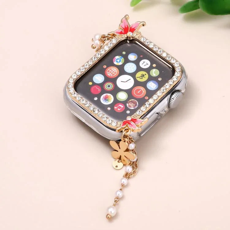 Vỏ đồng hồ PC rỗng hình bướm tua rua đính kim cương đơn, Dành cho Apple Watch Series 6 / 5 / 4 & SE 44mm, Dành cho Apple Watch Series 6 / 5 / 4 & SE 40mm, Dành cho Apple Watch Series 9 / 8 / 7 45mm, Dành cho Apple Watch Series 9 / 8 / 7 41mm