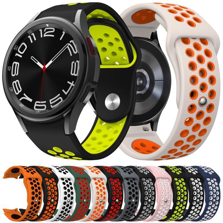 Dây đồng hồ silicone khóa ngược hai màu, Dành cho Samsung Galaxy Watch FE / 7 / 6 / 5 / 4