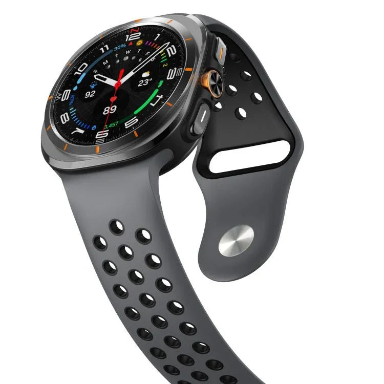Dây đồng hồ silicone khóa ngược lỗ tròn hai màu, Dành cho Samsung Galaxy Watch Ultra 47mm / Ultra 2025