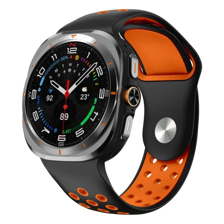 Dây đồng hồ silicone khóa ngược lỗ tròn hai màu, Dành cho Samsung Galaxy Watch Ultra 47mm / Ultra 2025