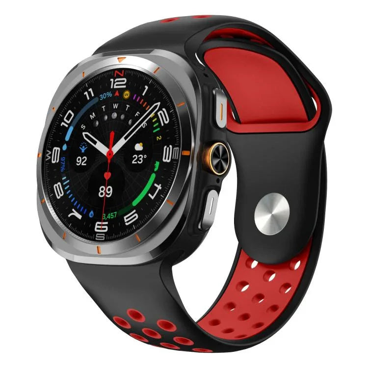 Dây đồng hồ silicone khóa ngược lỗ tròn hai màu, Dành cho Samsung Galaxy Watch Ultra 47mm / Ultra 2025