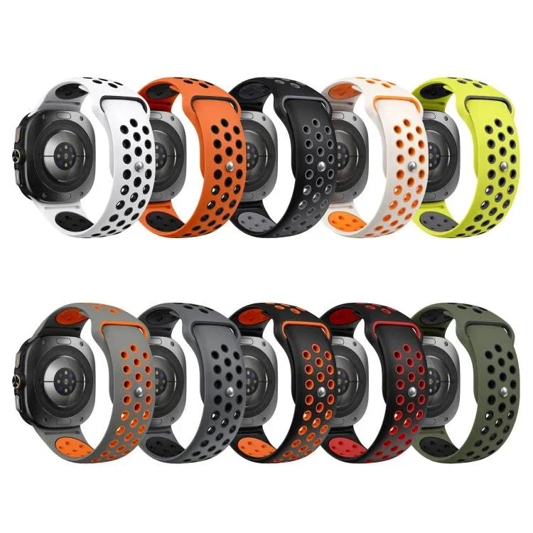 Dây đồng hồ silicone khóa ngược lỗ tròn hai màu, Dành cho Samsung Galaxy Watch Ultra 47mm / Ultra 2025