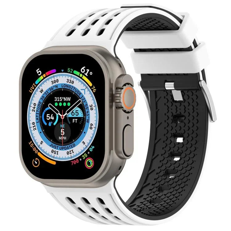 Dây đồng hồ silicone thoáng khí hai màu lỗ dọc, Dành cho Apple Watch 46mm/ 49mm / 45mm / 44mm