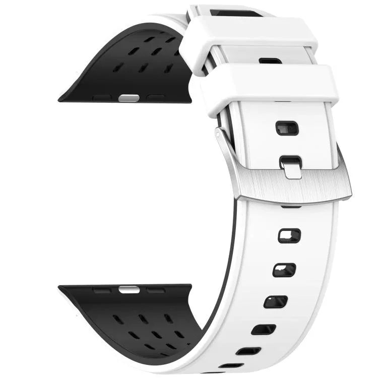 Dây đồng hồ silicone thoáng khí hai màu lỗ dọc, Dành cho Apple Watch 46mm/ 49mm / 45mm / 44mm