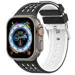 Dây đồng hồ silicone thoáng khí hai màu lỗ dọc, Dành cho Apple Watch 46mm/ 49mm / 45mm / 44mm