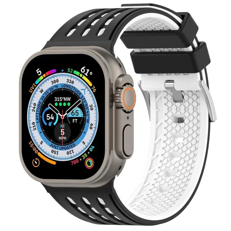 Dây đồng hồ silicone thoáng khí hai màu lỗ dọc, Dành cho Apple Watch 46mm/ 49mm / 45mm / 44mm