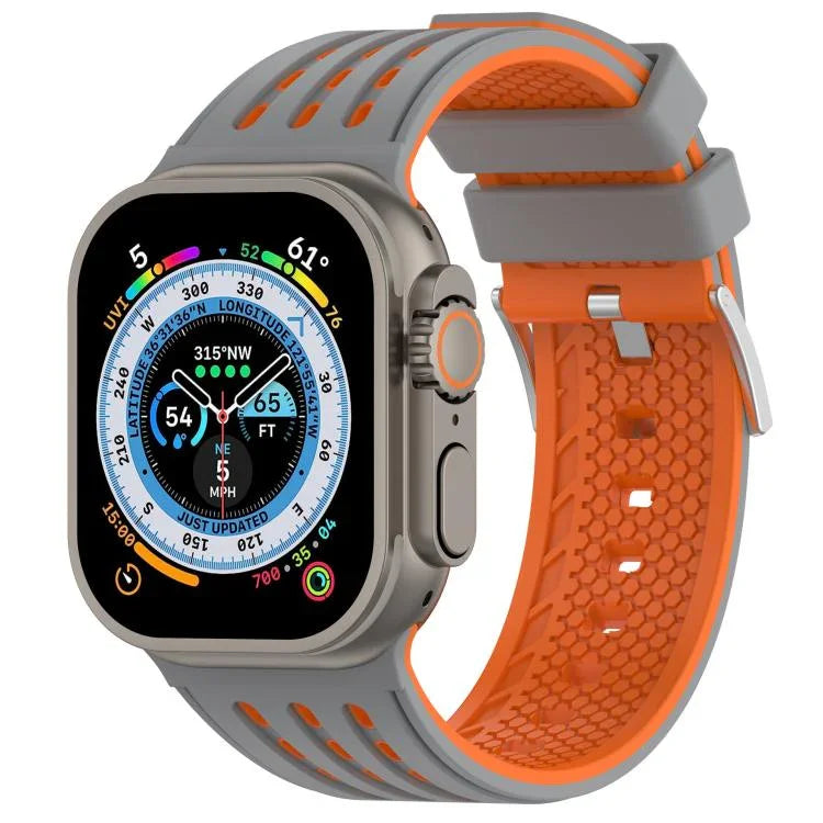 Dây đồng hồ silicone thoáng khí hai màu lỗ dọc, Dành cho Apple Watch 46mm/ 49mm / 45mm / 44mm