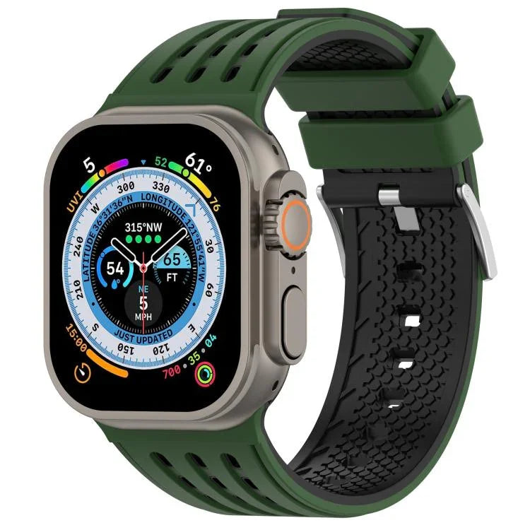 Dây đồng hồ silicone thoáng khí hai màu lỗ dọc, Dành cho Apple Watch 46mm/ 49mm / 45mm / 44mm