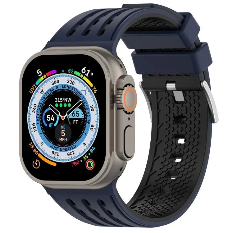 Dây đồng hồ silicone thoáng khí hai màu lỗ dọc, Dành cho Apple Watch 46mm/ 49mm / 45mm / 44mm