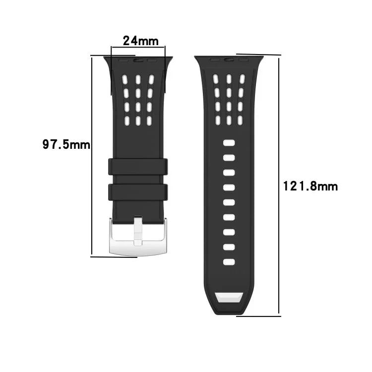 Dây đồng hồ silicone thoáng khí hai màu lỗ dọc, Dành cho Apple Watch 46mm/ 49mm / 45mm / 44mm