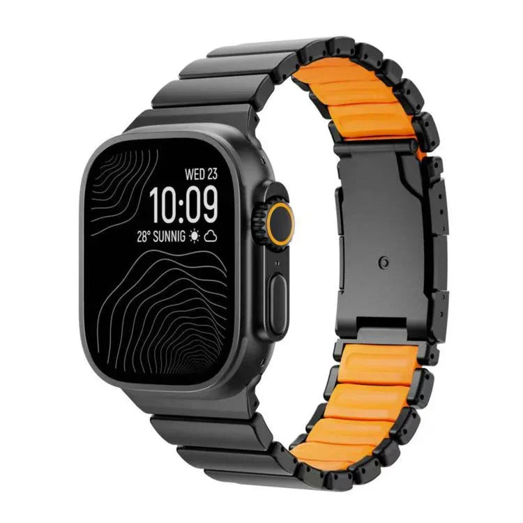 Dây đồng hồ silicone kim loại titan hai màu khóa rùa, Dành cho Apple Watch 46mm/ 49mm / 45mm / 44mm