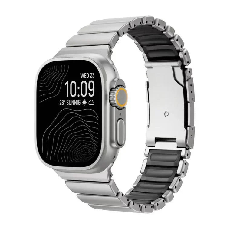 Dây đồng hồ silicone kim loại titan hai màu khóa rùa, Dành cho Apple Watch 46mm/ 49mm / 45mm / 44mm