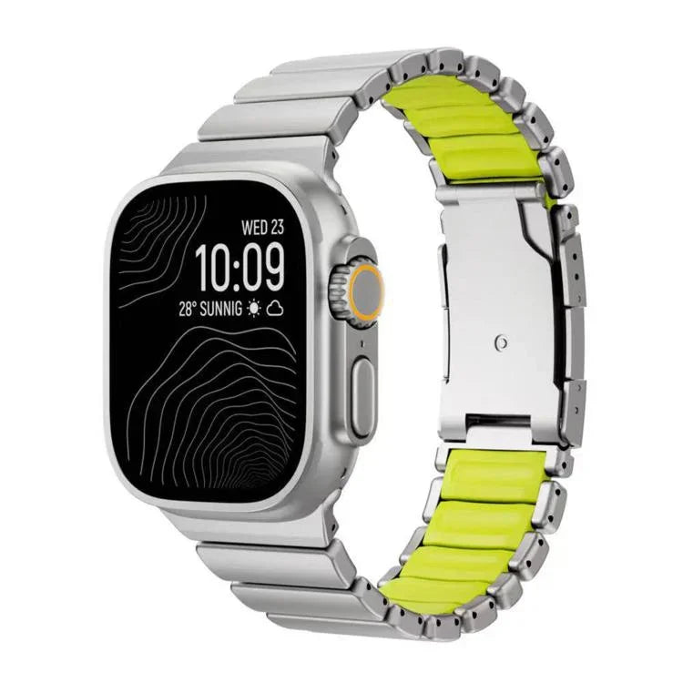 Dây đồng hồ silicone kim loại titan hai màu khóa rùa, Dành cho Apple Watch 46mm/ 49mm / 45mm / 44mm