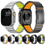 Dây đồng hồ silicone kim loại titan hai màu khóa rùa, Dành cho Apple Watch 46mm/ 49mm / 45mm / 44mm