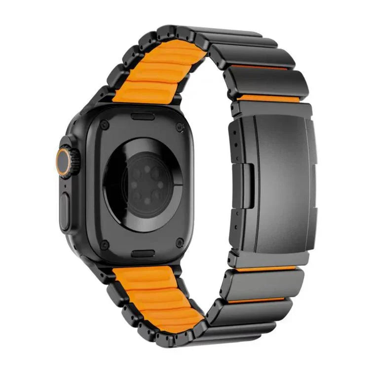 Dây đồng hồ silicone kim loại titan hai màu khóa rùa, Dành cho Apple Watch 46mm/ 49mm / 45mm / 44mm