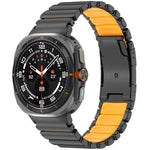 Dây đồng hồ silicone kim loại titan hai màu khóa rùa, Dành cho Samsung Galaxy Watch8 / 8 Classic
