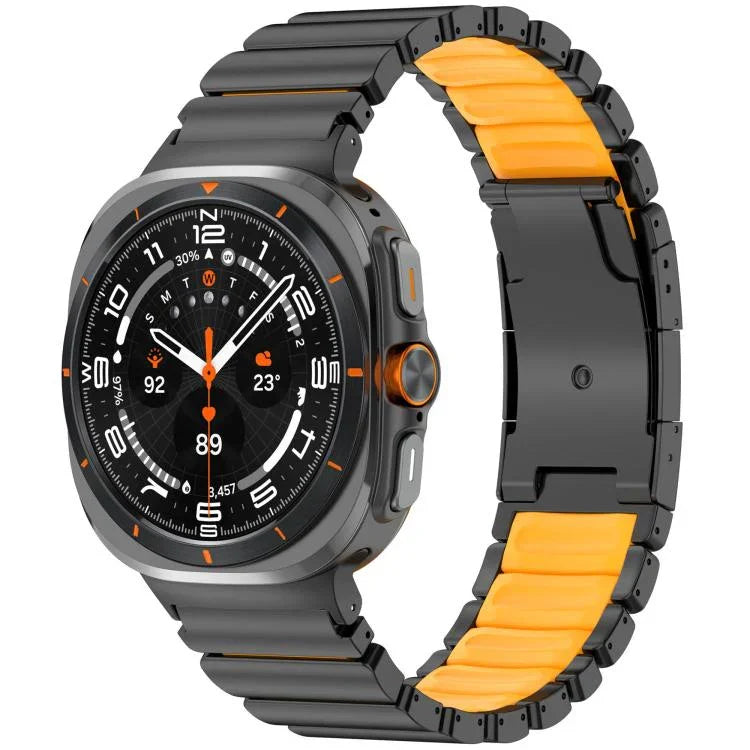 Dây đồng hồ silicone kim loại titan hai màu khóa rùa, Dành cho Samsung Galaxy Watch8 / 8 Classic
