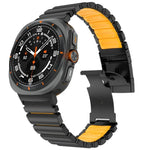 Dây đồng hồ silicone kim loại titan hai màu khóa rùa, Dành cho Samsung Galaxy Watch8 / 8 Classic