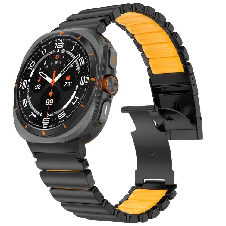 Dây đồng hồ silicone kim loại titan hai màu khóa rùa, Dành cho Samsung Galaxy Watch8 / 8 Classic