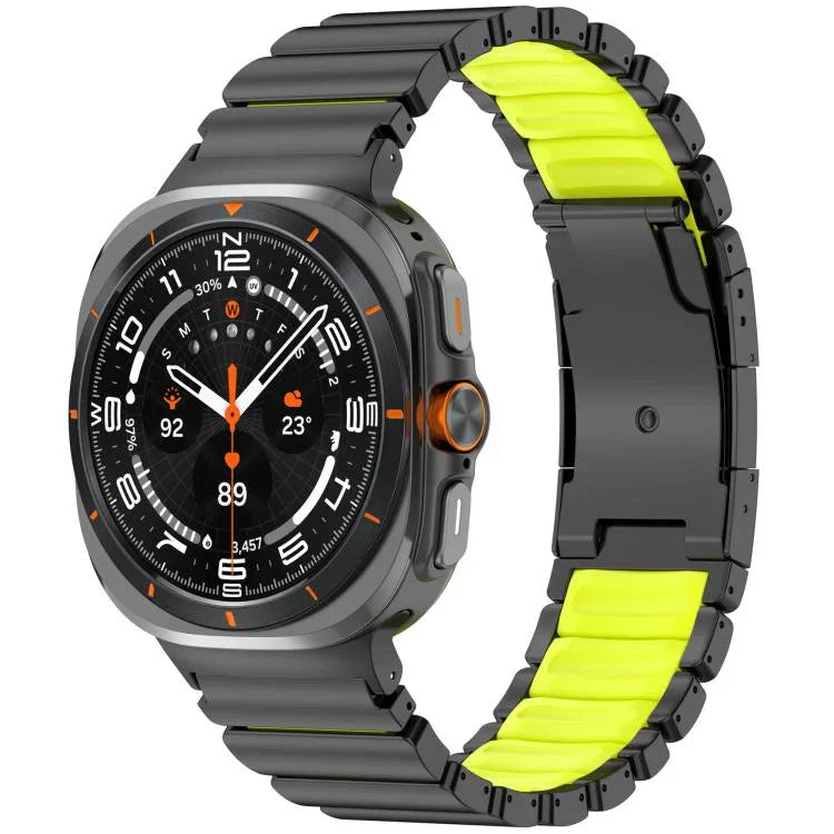 Dây đồng hồ silicone kim loại titan hai màu khóa rùa, Dành cho Samsung Galaxy Watch8 / 8 Classic