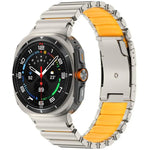 Dây đồng hồ silicone kim loại titan hai màu khóa rùa, Dành cho Samsung Galaxy Watch8 / 8 Classic