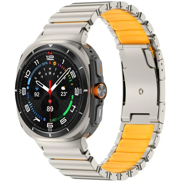 Dây đồng hồ silicone kim loại titan hai màu khóa rùa, Dành cho Samsung Galaxy Watch8 / 8 Classic