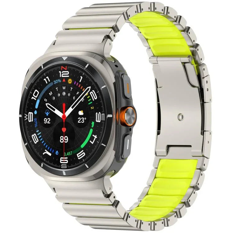 Dây đồng hồ silicone kim loại titan hai màu khóa rùa, Dành cho Samsung Galaxy Watch8 / 8 Classic