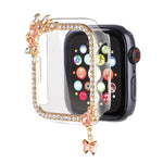 Bộ dây vỏ đồng hồ rỗng kiểu hoa tua rua với kim cương đơn, dành cho Apple Watch Series 6 / 5 / 4 & SE 44mm, dành cho Apple Watch Series 6 / 5 / 4 & SE 40mm, dành cho Apple Watch Series 10 / 11 46mm, dành cho Apple Watch Series 10 / 11 42mm