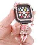 Bộ dây vỏ đồng hồ rỗng kiểu hoa tua rua với kim cương đơn, dành cho Apple Watch Series 6 / 5 / 4 & SE 44mm, dành cho Apple Watch Series 6 / 5 / 4 & SE 40mm, dành cho Apple Watch Series 10 / 11 46mm, dành cho Apple Watch Series 10 / 11 42mm