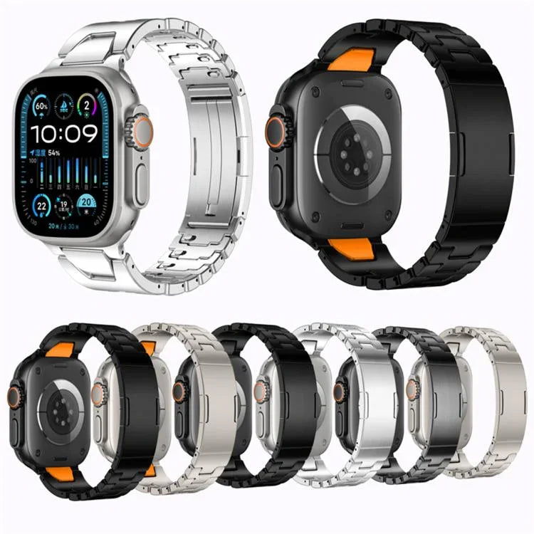 Dây đồng hồ thép không gỉ khóa bướm QuickB kiểu H, dành cho Apple Watch 44mm / 45mm / 46mm / 49mm, dành cho Apple Watch 42mm / 41mm / 40mm / 38mm