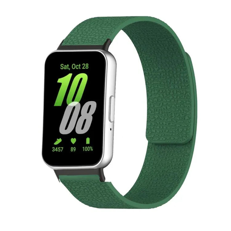 Dây đồng hồ silicone mềm từ tính họa tiết vỏ quả vải, Dành cho Samsung Galaxy Fit3