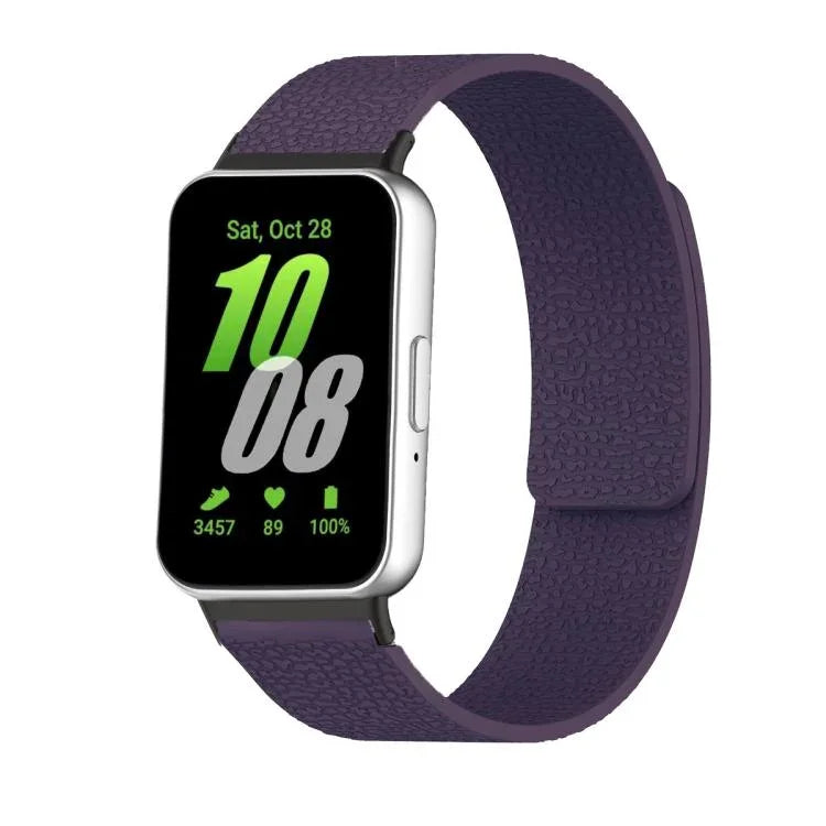 Dây đồng hồ silicone mềm từ tính họa tiết vỏ quả vải, Dành cho Samsung Galaxy Fit3