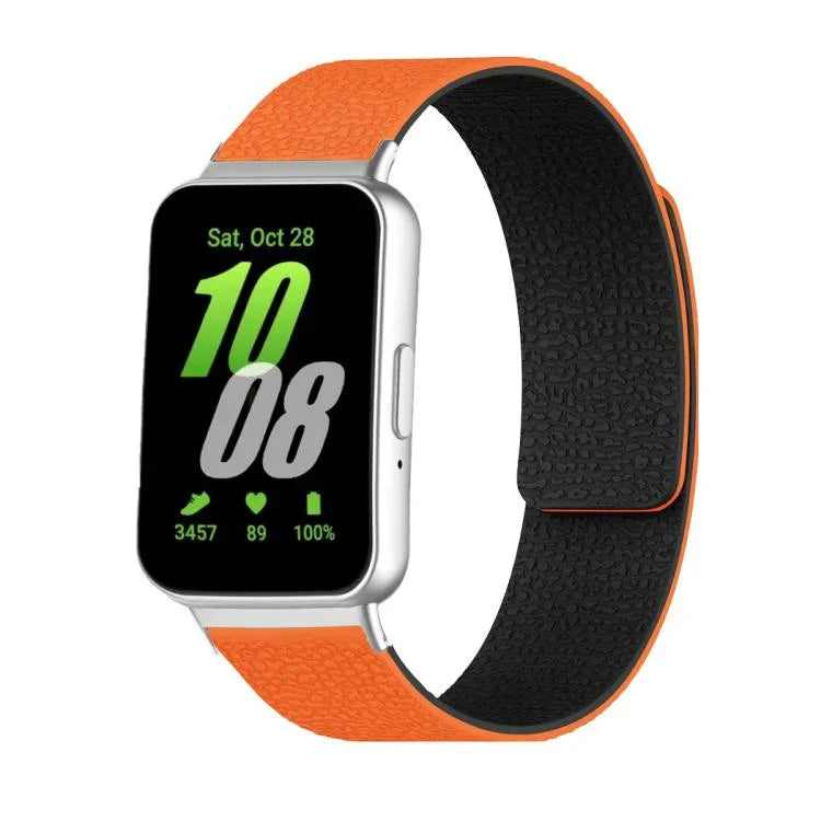 Dây đồng hồ silicone mềm từ tính họa tiết vỏ quả vải, Dành cho Samsung Galaxy Fit3