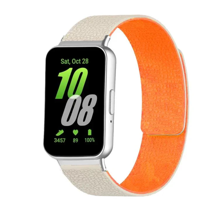 Dây đồng hồ silicone mềm từ tính họa tiết vỏ quả vải, Dành cho Samsung Galaxy Fit3