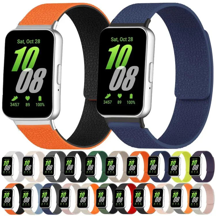Dây đồng hồ silicone mềm từ tính họa tiết vỏ quả vải, Dành cho Samsung Galaxy Fit3