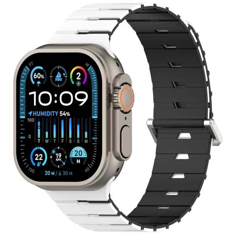 Dây đồng hồ silicone hai màu nam châm kiểu Melodica, dành cho Apple Watch 46mm / 49mm / 45mm / 44mm, dành cho Apple Watch 42mm / 41mm / 40mm / 38mm