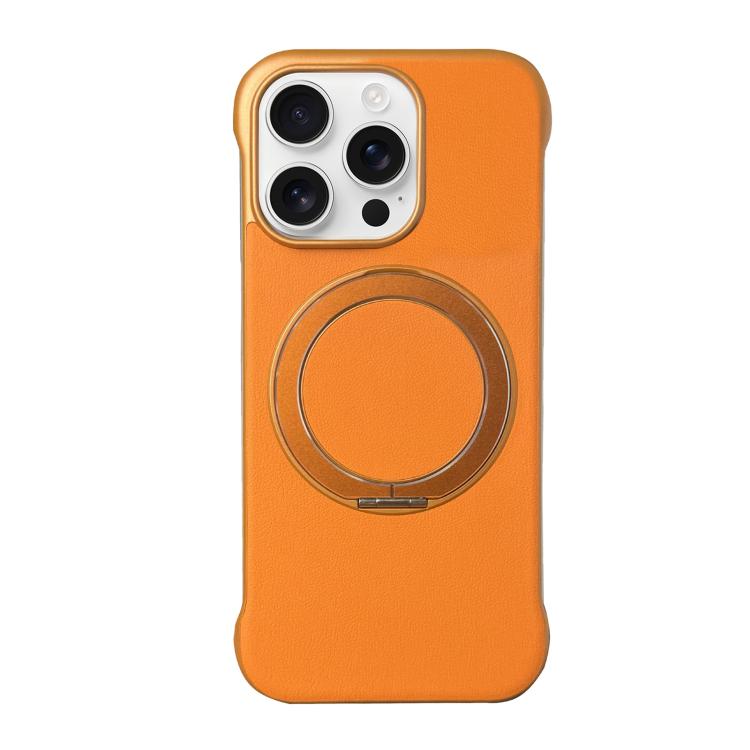 Frameless Leather-Skin PC MagSafe Holder Phone Case, For iPhone 17 Pro Max, For iPhone 17 Pro, For iPhone 17, For iPhone Air, For iPhone 16 Pro Max, For iPhone 16 Pro