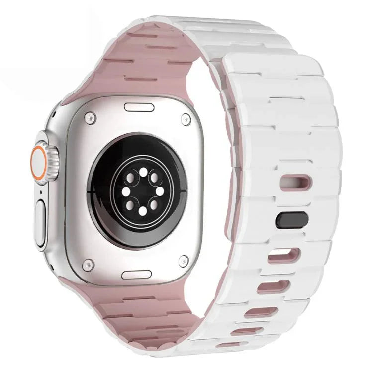 Dây đồng hồ silicone nam châm chốt đơn dập nổi hình ngựa, dành cho Apple Watch 46mm / 49mm / 45mm / 44mm