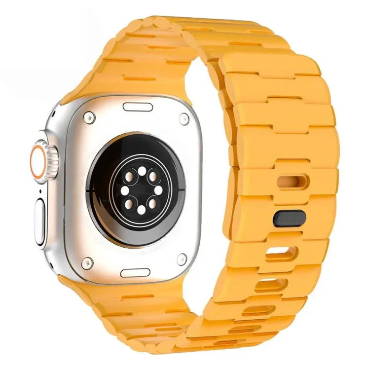 Dây đồng hồ silicone nam châm chốt đơn dập nổi hình ngựa, dành cho Apple Watch 46mm / 49mm / 45mm / 44mm