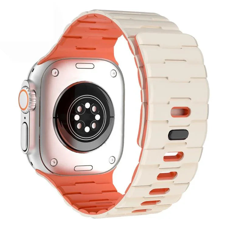 Dây đồng hồ silicone nam châm chốt đơn dập nổi hình ngựa, dành cho Apple Watch 46mm / 49mm / 45mm / 44mm