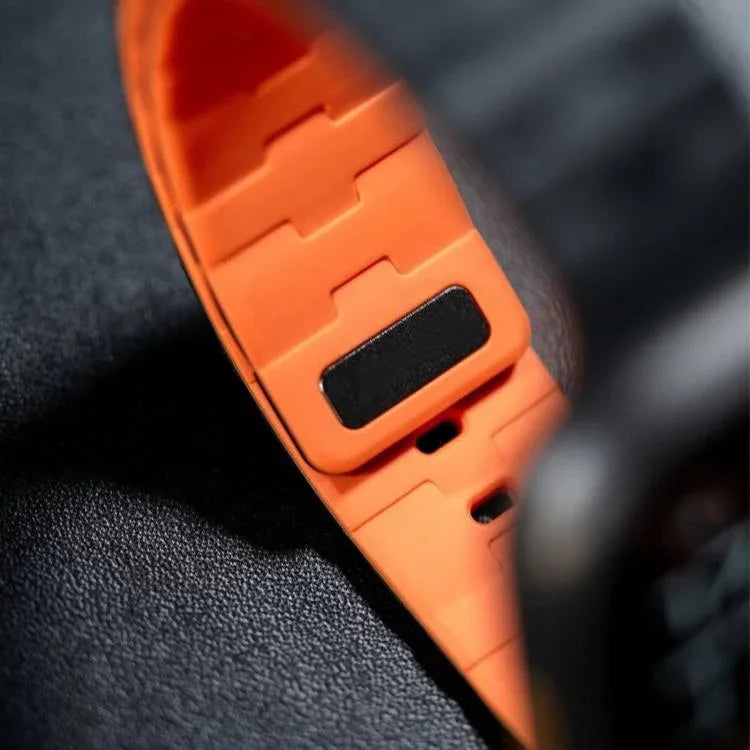 Dây đồng hồ silicone nam châm chốt đơn dập nổi hình ngựa, dành cho Apple Watch 46mm / 49mm / 45mm / 44mm