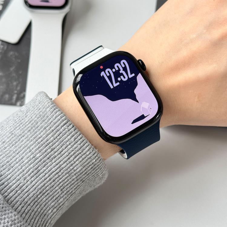 Dây đồng hồ silicone nam châm hai tông màu họa tiết vỏ quả vải, dành cho Apple Watch 46mm / 49mm / 45mm / 44mm, dành cho Apple Watch 42mm / 41mm / 40mm / 38mm