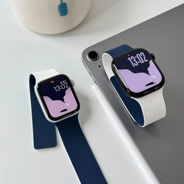 Dây đồng hồ silicone nam châm hai tông màu họa tiết vỏ quả vải, dành cho Apple Watch 46mm / 49mm / 45mm / 44mm, dành cho Apple Watch 42mm / 41mm / 40mm / 38mm