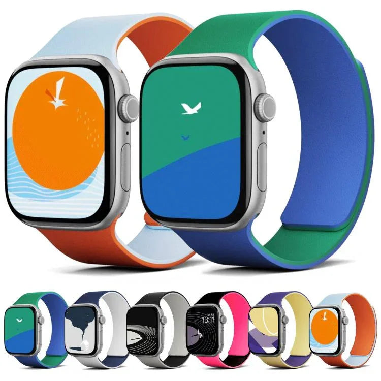 Dây đồng hồ silicone nam châm hai tông màu họa tiết vỏ quả vải, dành cho Apple Watch 46mm / 49mm / 45mm / 44mm, dành cho Apple Watch 42mm / 41mm / 40mm / 38mm